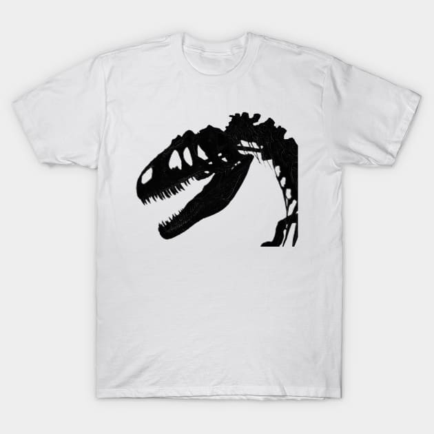 T-Rex Skeleton Black T-Shirt by RFMDesigns